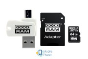 MicroSDXC 64GB UHS-I Class 10 GOODRAM + SD-adapter + OTG Card reader (M1A4-0640R12) (UA)