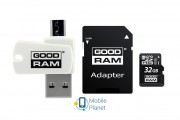 MicroSDHC 32GB UHS-I Class 10 GOODRAM + SD-adapter + OTG Card reader (M1A4-0320R12) (UA)
