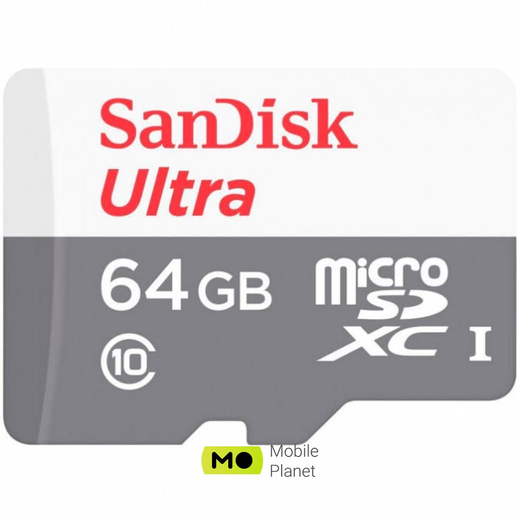 Карта пам'яті SANDISK 64GB microSD class 10 Ultra Light (SDSQUNR-064G-GN3MN)