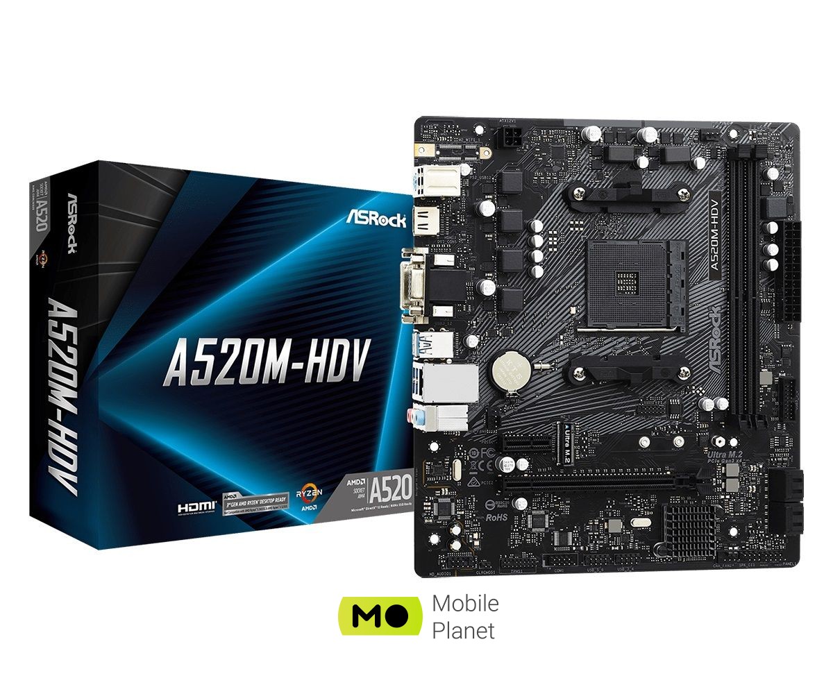 Материнська плата ASRock A520M-HDV Socket AM4 (UA)