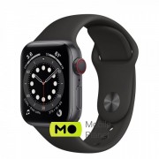 Apple Watch Series 6 (GPS Cellular) 40mm Space Gray Aluminum Case with Black Sport Band (M02Q3/M06P3)