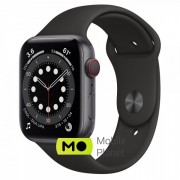 Apple Watch Series 6 (GPS Cellular) 44mm Space Gray Aluminum Case with Black Sport Band (M07H3/MG2E3)