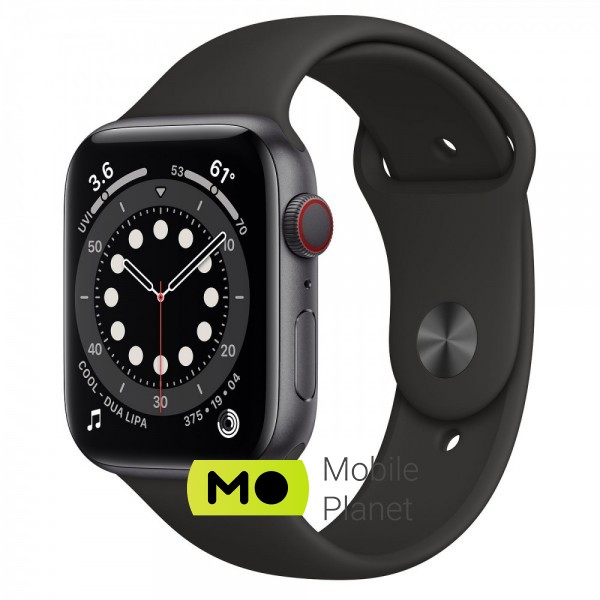 Часы Apple Watch Series 6 (GPS Cellular) 44mm Space Gray Aluminum Case with Black Sport Band (M07H3/MG2E3)