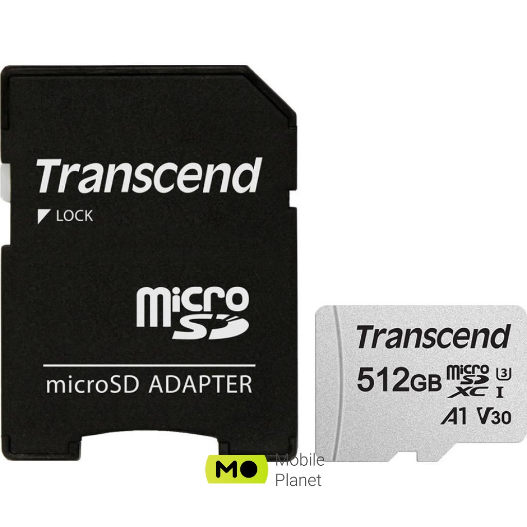 Карта пам'яті Transcend 512GB microSDXC Class 10 U3 (TS512GUSD300S-A) (UA)