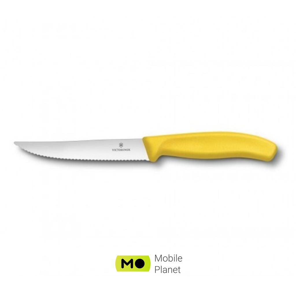 Victorinox SwissClassic для стейка 12 см, хвилясте лезо, жовтий (6.7936.12L8) (UA)