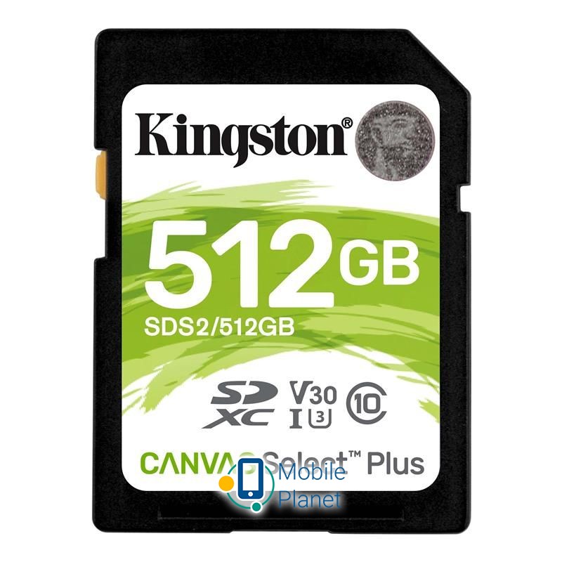 Карта памяти SDXC 512GB UHS-I/U3 Class 10 Kingston Canvas Select Plus R100/W85MB/s (SDS2/512GB) (UA)