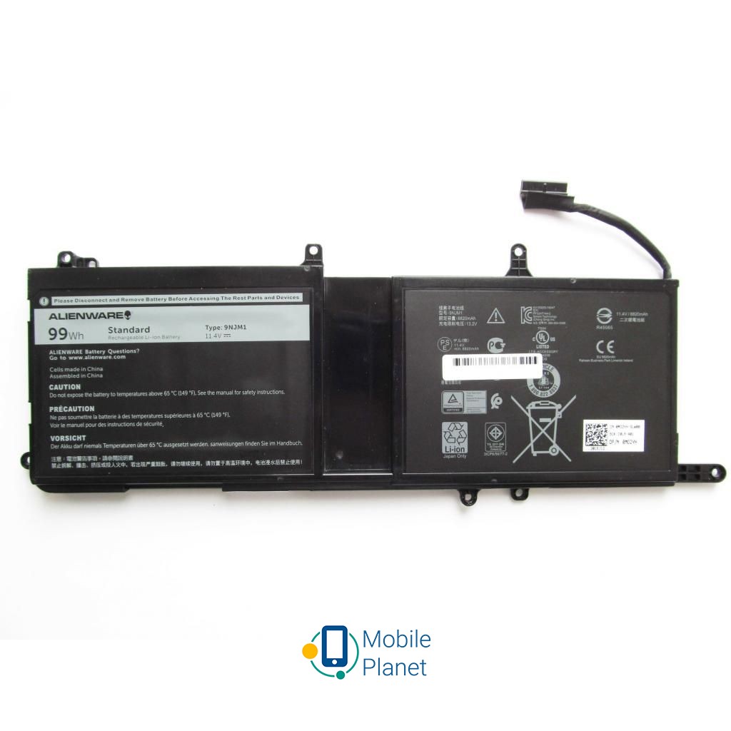 Аккумулятор для ноутбука Dell Alienware 17 R4 9NJM1, 99Wh (8820mAh), 9cell, 11.4V, Li-ion (A47317) (UA)