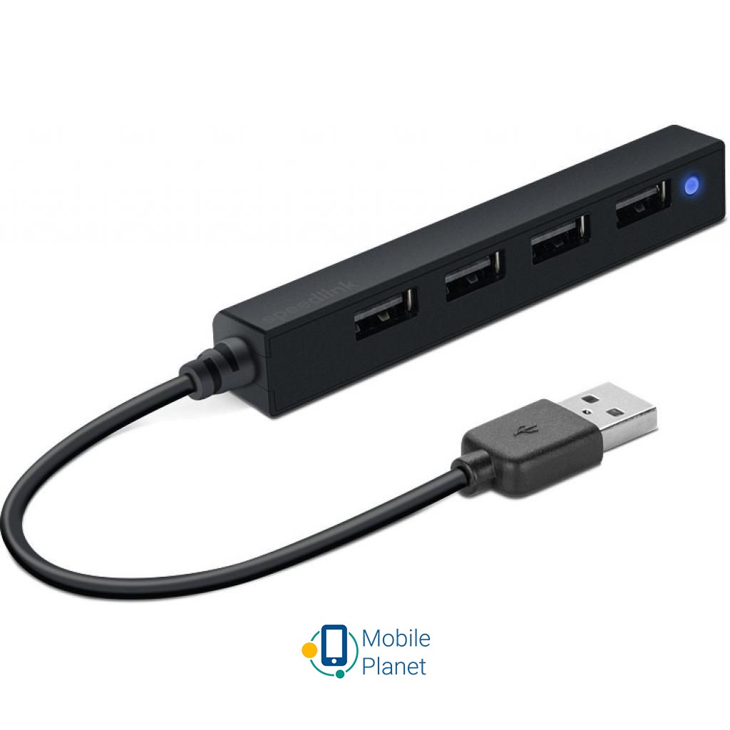 Speedlink SNAPPY SLIM USB Hub, 4-Port, USB 2.0, Passive, Black (SL-140000-BK) (UA)