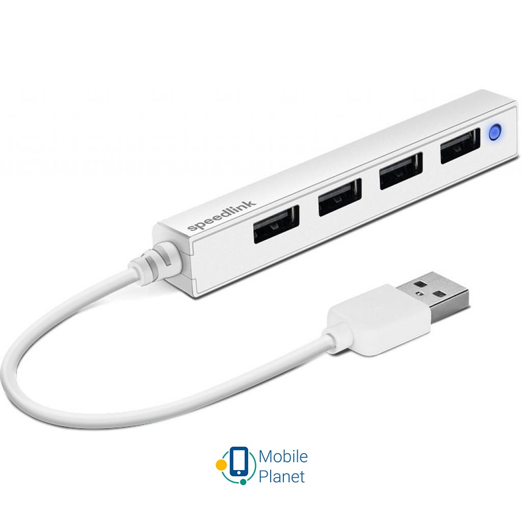 Speedlink SNAPPY SLIM USB Hub, 4-Port, USB 2.0, Passive, White (SL-140000-WE) (UA)