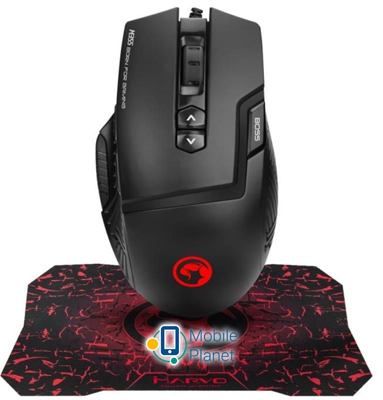Мышь Marvo M355 7 colors-LED Black + коврик G1 (UA)