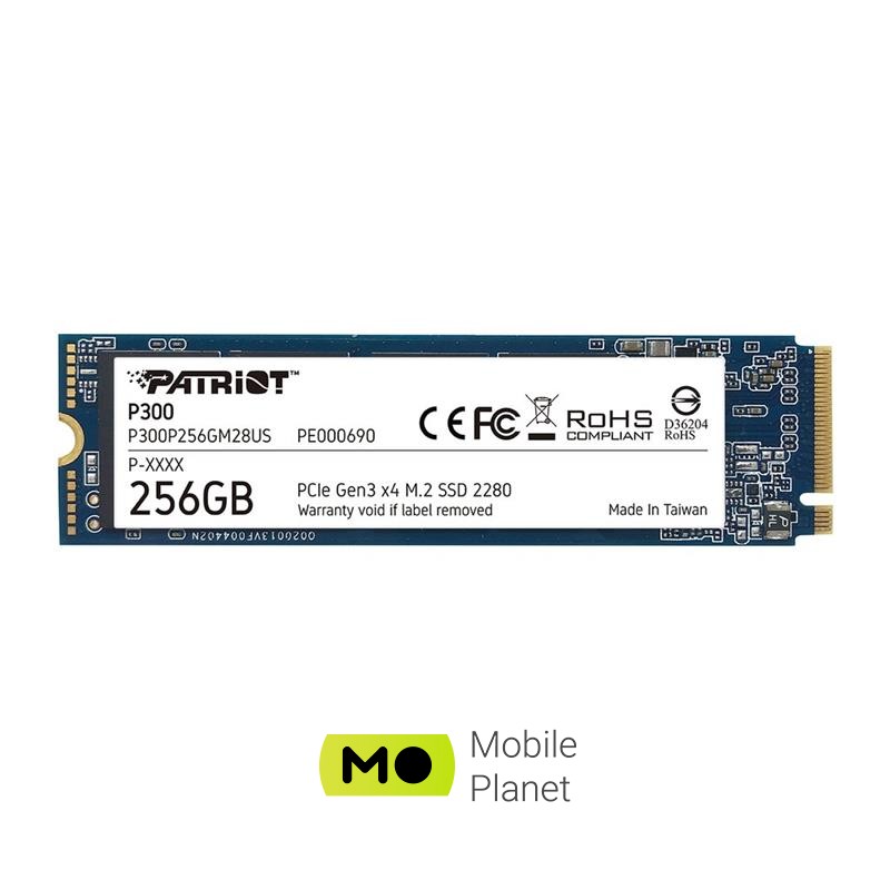 SSD диск 256GB Patriot P300 M.2 2280 PCIe NVMe 3.0 x4 TLC (P300P256GM28) OEM