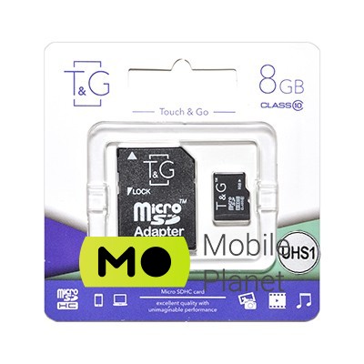 Карта пам'яті 8GB UHS-I Class 10 T&G + SD-adapter (TG-8GBSD10U1-01)