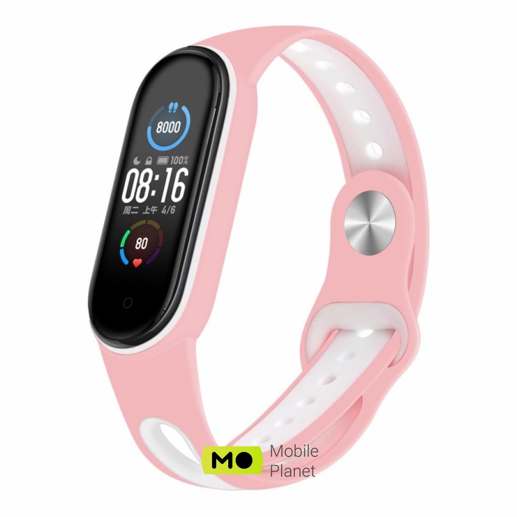 BeCover Sport Style для Xiaomi Mi Smart Band 5 Pink-White (705173) (UA)