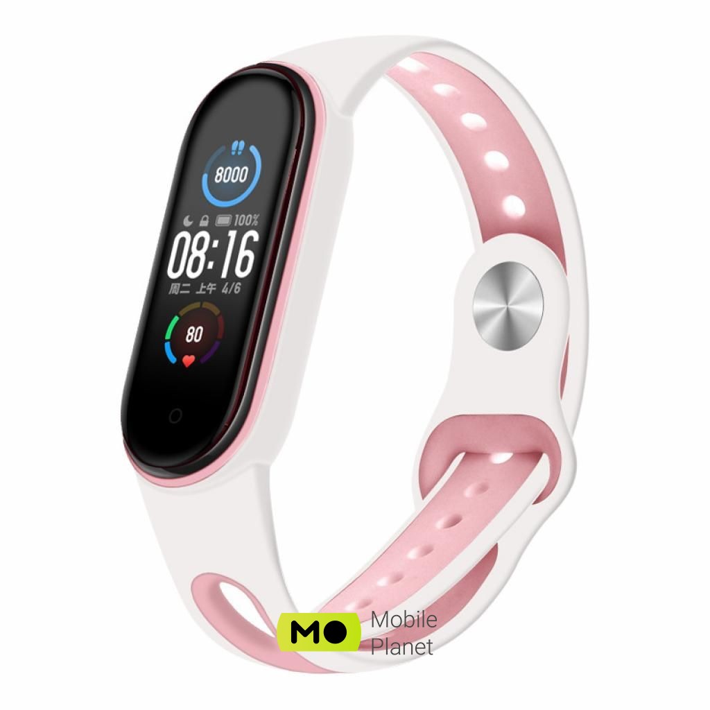 BeCover Sport Style для Xiaomi Mi Smart Band 5 White-Pink (705174) (UA)