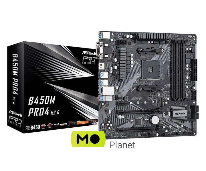 Материнська плата ASRock B450M Pro4 R2.0 Socket AM4 (UA)