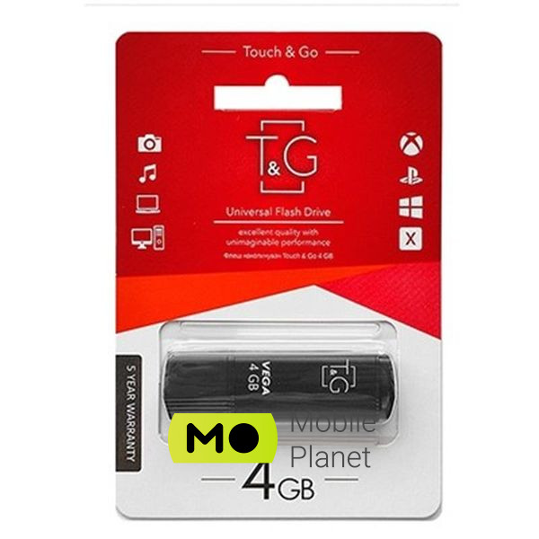 Флеш память USB 4GB T&G 121 Vega Series Black (TG121-4GBBK)