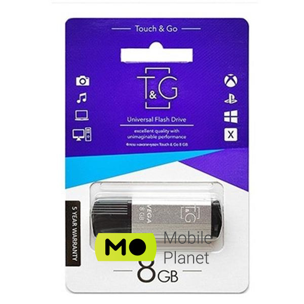 Флеш память USB 8GB T&G 121 Vega Series Silver (TG121-8GBSL)