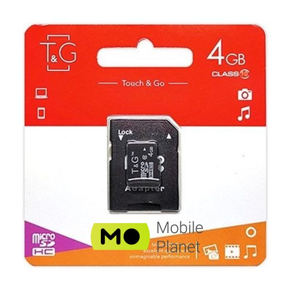 Карта пам'яті MicroSDHC 4GB UHS-I Class 10 T & G + SD-adapter (TG-4GBSDCL10-01)