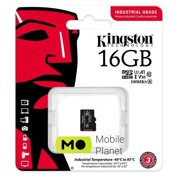 Карта пам'яті Kingston 16 GB microSDHC UHS-I (U3) V30 A1 Industrial (SDCIT2 / 16GBSP) (UA)