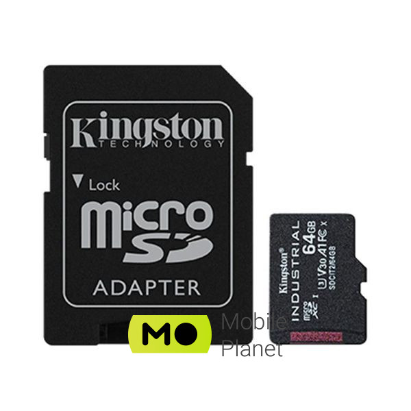 Карта пам'яті Kingston 64 GB microSDXC UHS-I (U3) V30 A1 Industrial + SD Adapter (SDCIT2 / 64GB) (UA)
