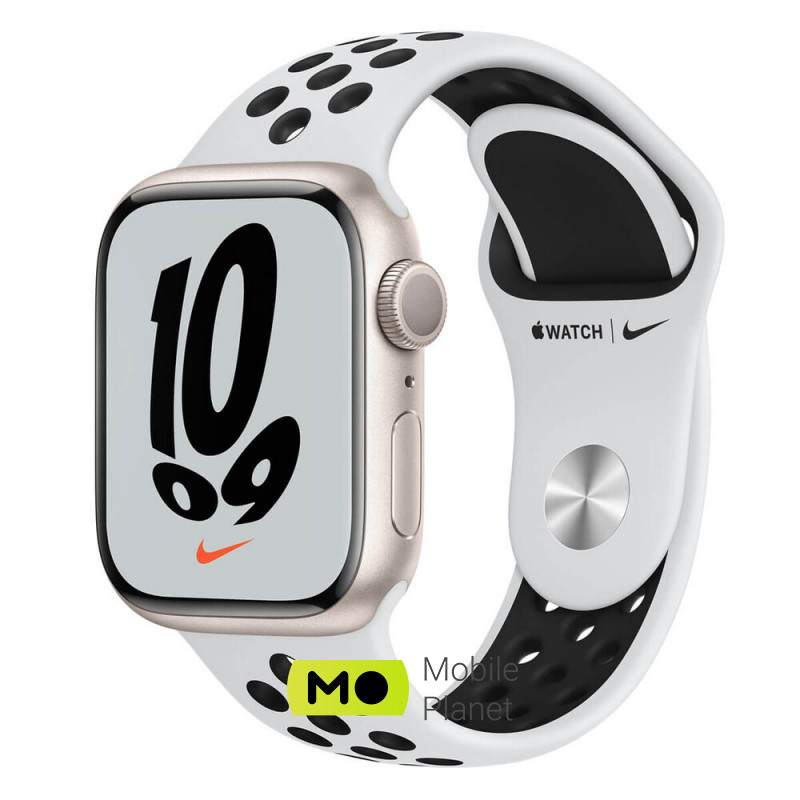 Часы Apple Watch Series 7 Nike 45mm GPS Starlight Aluminum Case with Pure Platinum/Black Nike Sport Band (MKNA3)