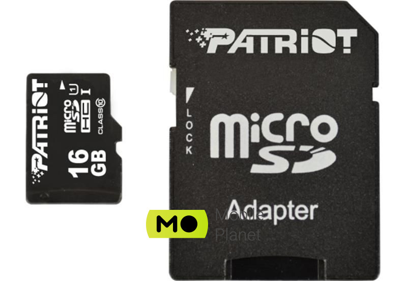Карта памяти MicroSDHC 16GB UHS-I Class 10 Patriot LX + SD-adapter (PSF16GMCSDHC10)