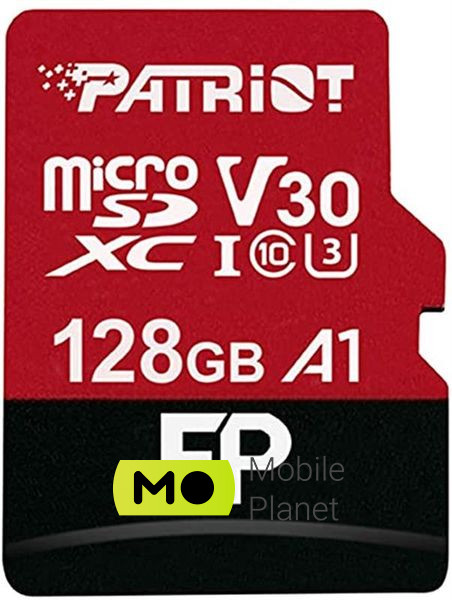 Карта пам'яті MicroSDXC 128GB UHS-I/U3 Class 10 Patriot EP A1 R90/W80MB/s + SD-adapter (PEF128GEP31MCX) (UA)