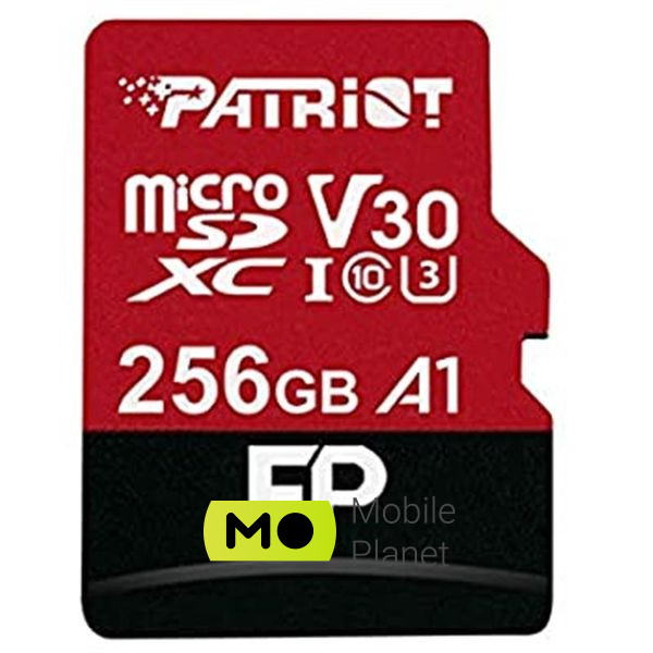 Карта памяти MicroSDXC 256GB UHS-I/U3 Class 10 Patriot EP A1 R90/W80MB/s + SD-adapter (PEF256GEP31MCX) (UA)