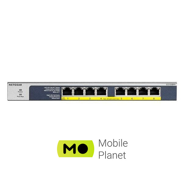 Коммутатор неуправляемый Netgear GS108PP (GS108PP-100EUS) (UA)