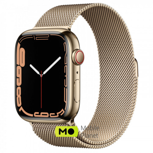 Apple Watch Series 7 GPS + Cellular 41mm Gold Stainless Steel Case with Gold Milanese Loop (MKHH3)