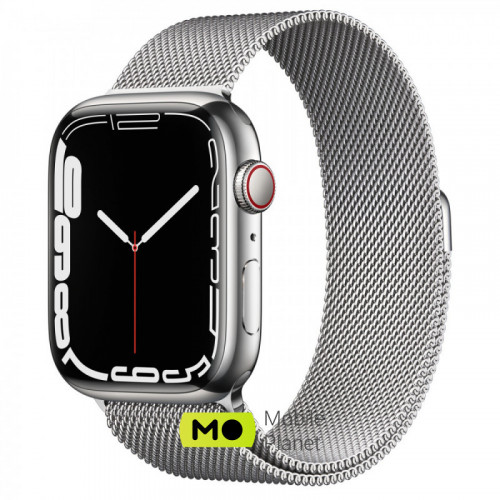 Apple Watch Series 7 GPS + Cellular 41mm Silver Stainless Steel Case with Silver Milanese Loop (MKHF3\MKHX3)