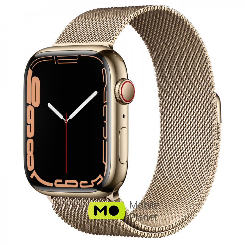 Часы Apple Watch Series 7 GPS + Cellular 41mm Gold Stainless Steel Case with Gold Milanese Loop (MKHH3)