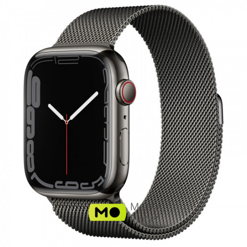 Apple Watch Series 7 GPS + Cellular 45mm Graphite Stainless Steel Case with Graphite Milanese Loop (MKL33)