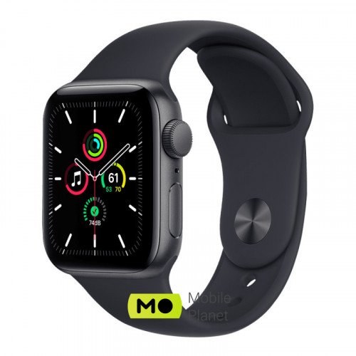 Apple Watch SE GPS 44mm Space Gray Aluminum Case with Midnight Sport Band (MKQ63)