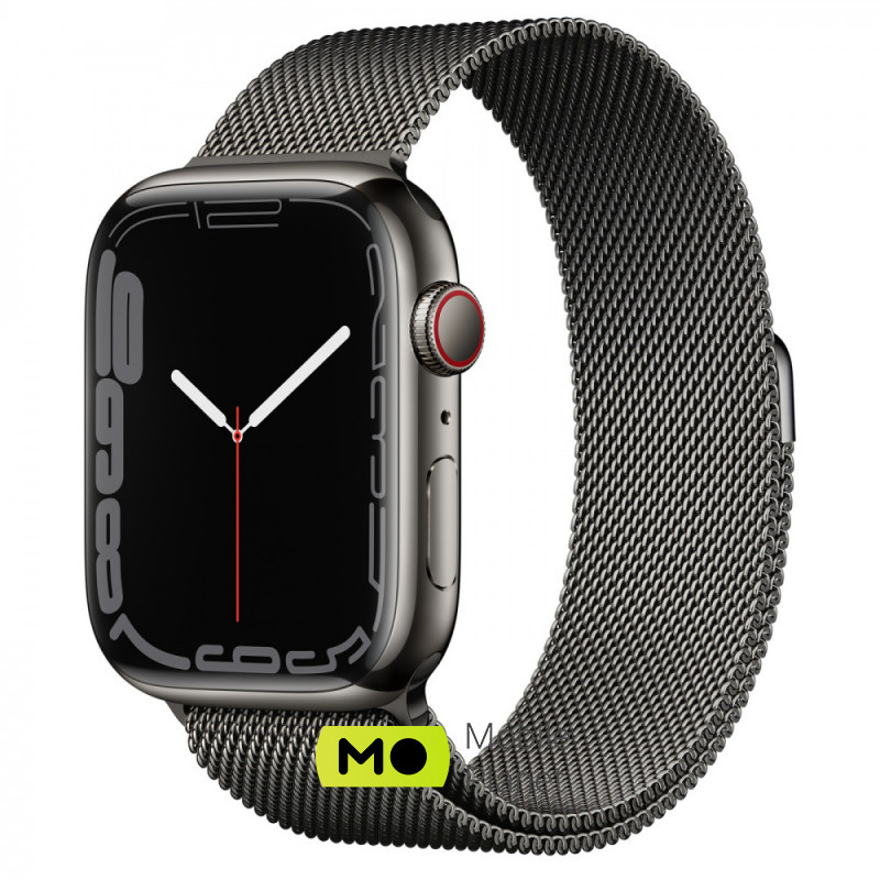 Часы Apple Watch Series 7 GPS + Cellular 45mm Graphite Stainless Steel Case with Graphite Milanese Loop (MKL33)