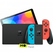 Nintendo Switch OLED with Neon Blue and Neon Red Joy-Con