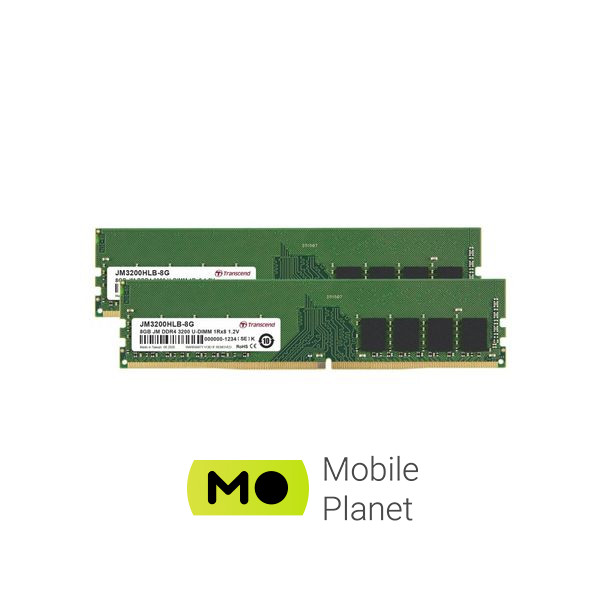 Оперативна пам'ять DDR4 16GB (2x8GB) 3200 MHz Transcend (JM3200HLB-16G) (UA)