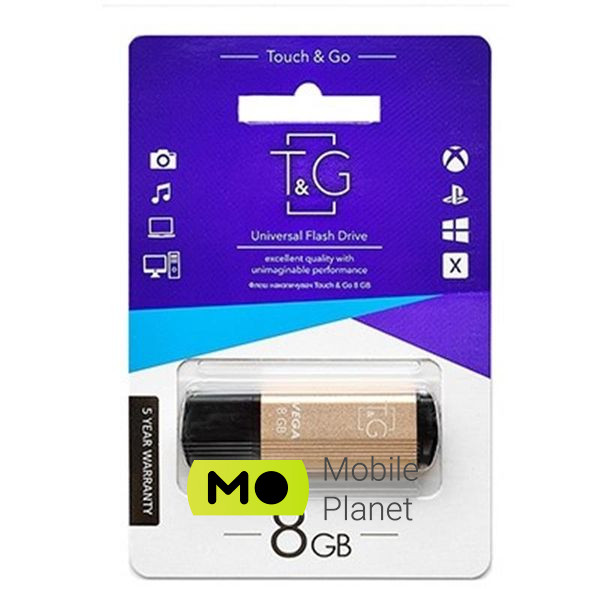 Флеш пам `ять USB 8GB T&G 121 Vega Series Gold (TG121-8GBGDK)