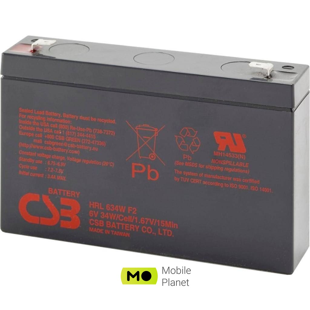 Аккумуляторная батарея CSB 6В 9 Ач (HRL634WF2) (UA)