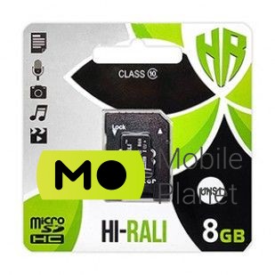 Карта пам'яті MicroSDHC 8GB UHS-I Class 10 Hi-Rali + SD-adapter (HI-8GBSD10U1-01)