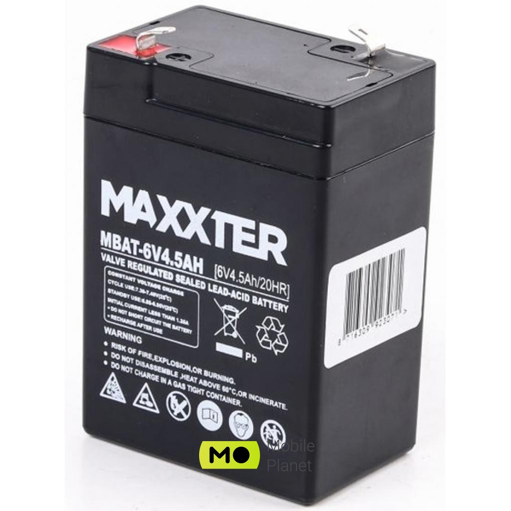 Аккумуляторная батарея Maxxter 6V 4.5AH (MBAT-6V4.5AH) (UA)