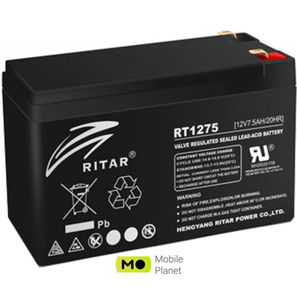 Аккумуляторная батарея Ritar AGM RT1275B, 12V-7.5Ah (RT1275B) (UA)