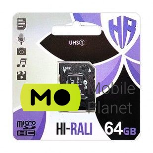 Карта памяти MicroSDXC 64GB Class 10 Hi-Rali + SD-adapter (HI-64GBSDCL10-01)