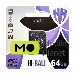 Карта пам'яті MicroSDXC 64GB Class 10 Hi-Rali + SD-adapter (HI-64GBSDCL10-01)
