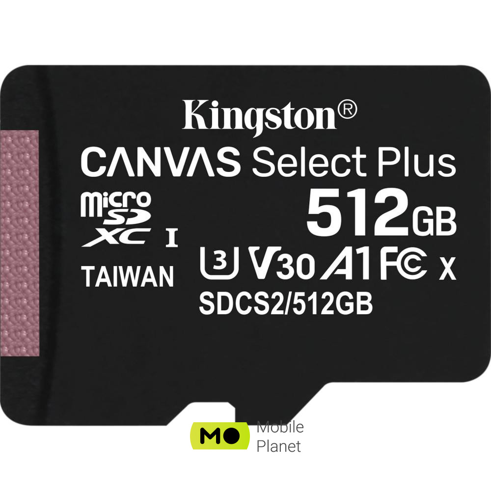 Карта пам'яті Kingston 512 GB microSDXC Class 10 UHS-I U3 Canvas Select Plus SDCS2 / 512GBSP (UA)