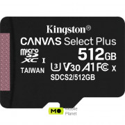 Kingston 512 GB microSDXC Class 10 UHS-I U3 Canvas Select Plus SDCS2 / 512GBSP (UA)