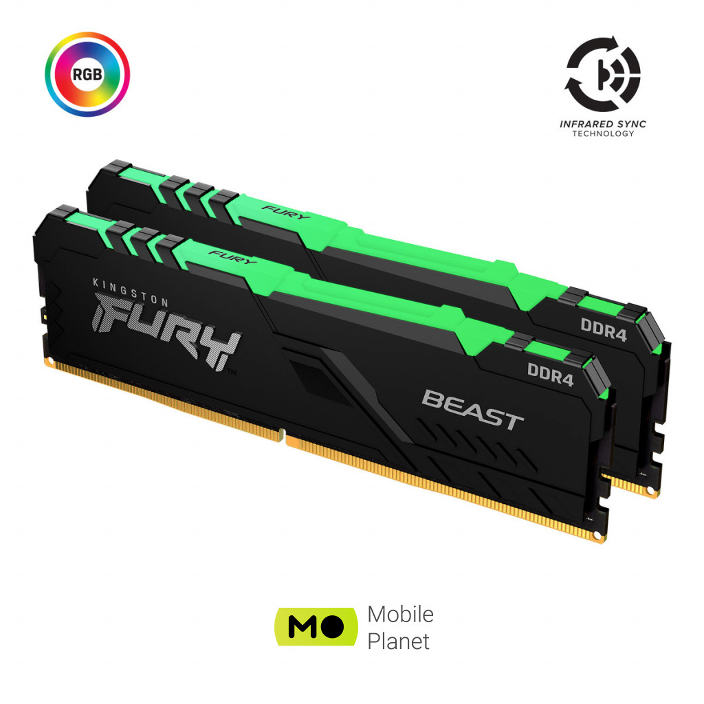 DDR4 16GB (2x8GB) 3600 MHz Fury Beast RGB HyperX (Kingston Fury