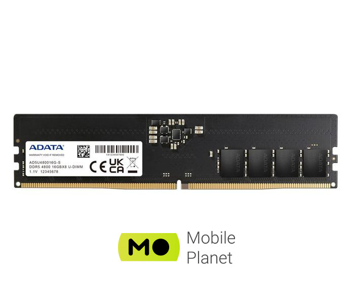 Оперативна пам'ять ADATA 16GB (1x16GB) 4800MHz CL40 Premier (AD5U480016G-S) EU