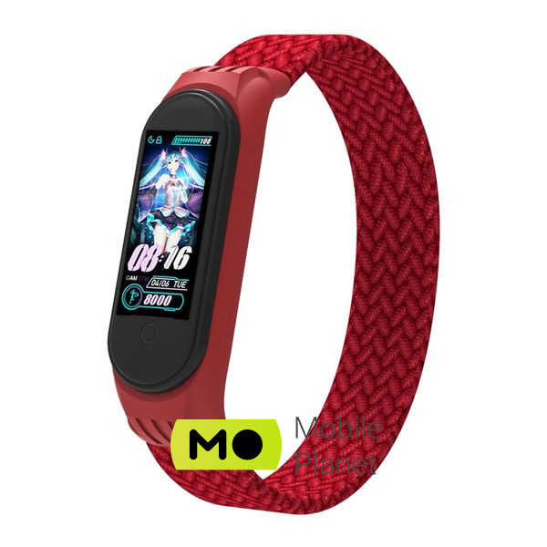 Ремінець для фітнес браслета Armorstandart Braided Solo Loop Xiaomi Mi Band 4/5/6 Red size M (ARM58768) (UA)