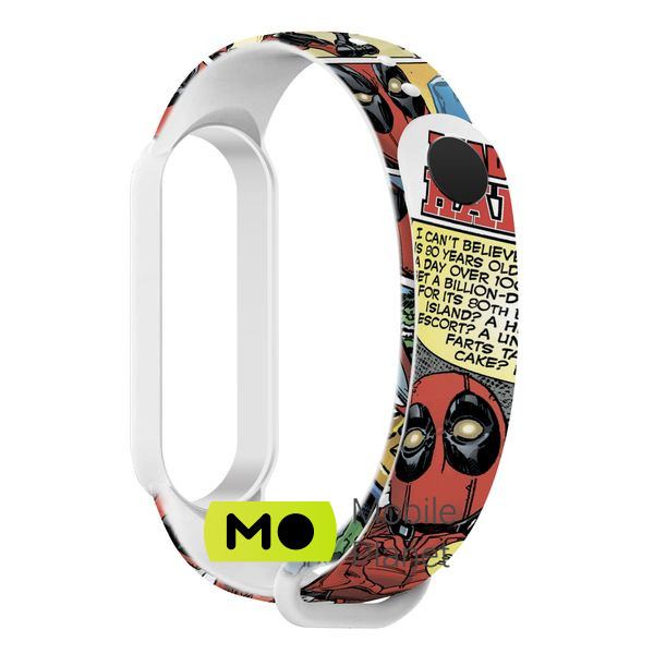 Ремінець для фітнес браслета Armorstandart Superhero для Xiaomi Mi Band 7/6/5 DP Comix White (ARM59252) (UA)